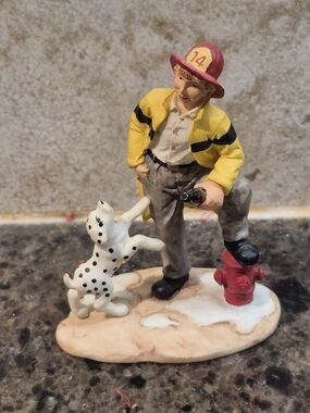 Coca Cola town square collection figurines Sparky And The Fireman 1994